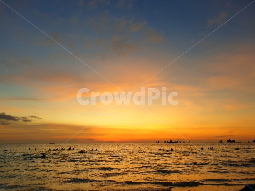 sunset,dusk,황혼,노을,일몰,redsky,붉은노을,보라카이선셋,boracaysunset,바다,물결,ocean,여유,낭만,orange,구름,cloud