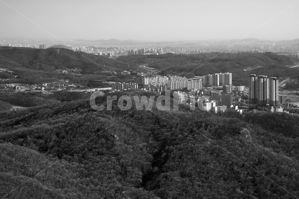 모락산,의왕시,안양시,경기도,도심풍경,흑백