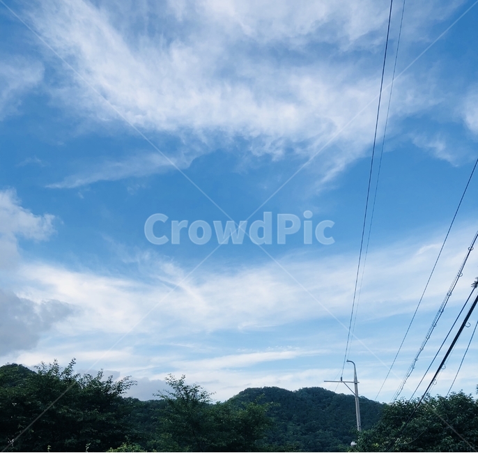 하늘,구름,sky,theair,맑음,파란색,자연,풍경,nature,landscape,cable,케이블,power lines,전력선,electric transmission tower,송전탑