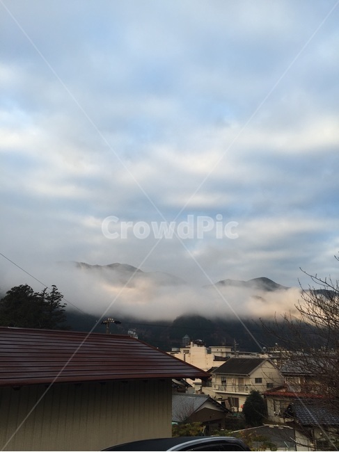 일본,풍경,시골,안개,霧,시골아침