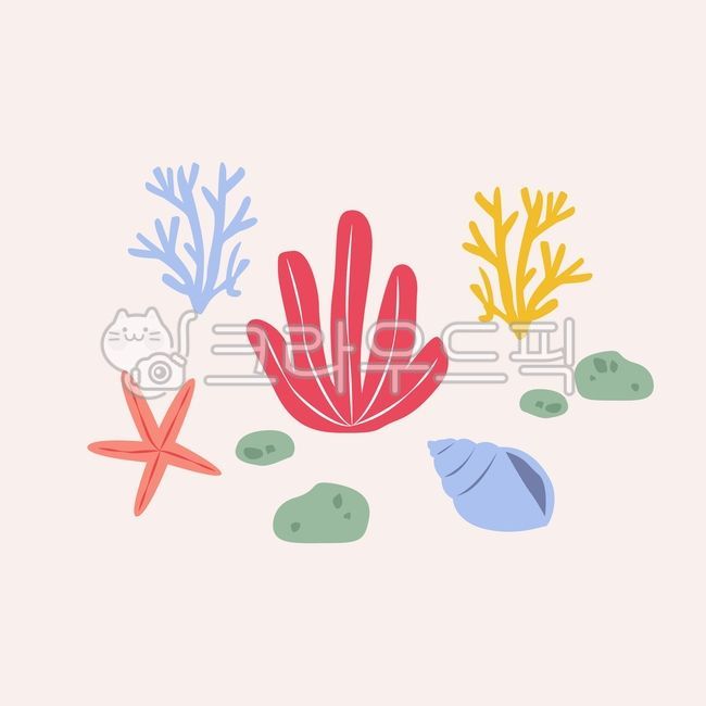 conch,Fairytale,seaweeds,sea illustration,painting under the sea,rock,Under the sea,illustration,starfish,illust,sea anemone,graphic