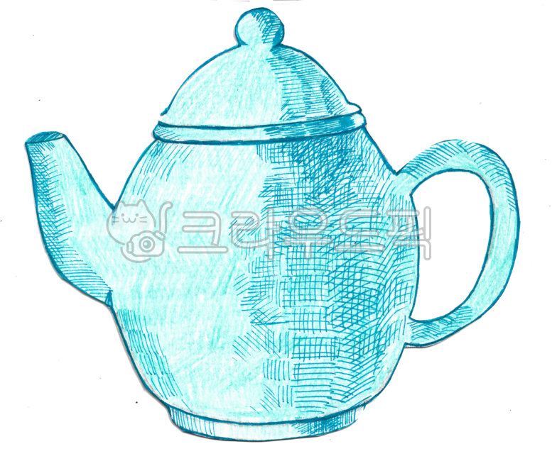 일러스트,teapot,찻주전자,조리기구,cookware,주전자,파란,푸른색,파란주전자