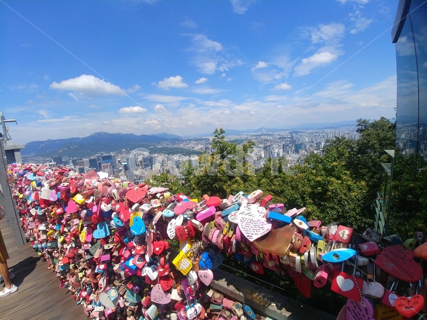 풍경,하늘,울타리,자물쇠,약속,관광명소,서울,남산타워,구름,outdoors,aerialview