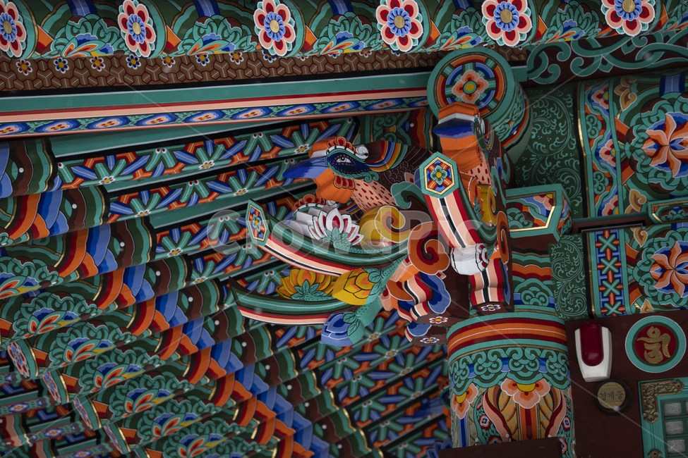 종교,건물,풍경,자연,단청,기둥,벽면,처마,색상,전통건축,한국전통건축,목재,나무,목조건축,재료,건축,문화,사찰,절,나무기둥,배경,부처,연꽃,무늬,봉황,새,화려한,구름무늬,패턴,전통