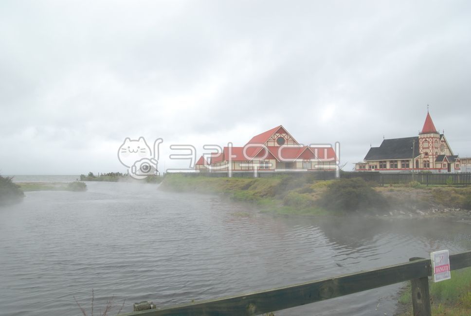 뉴질랜드,자연,안개낀,로투루아,연가장소,옥외,풍경