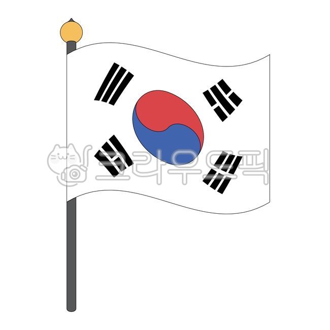 Taegeukgi,Korea,Republic of Korea,national flag,fluttering,fluttering,flag,hoisting,pole,stick,pole,hoisting flag,illustration,clip art,design,graphic,taku,sticker,vector