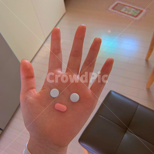손,약,표정,집,약국