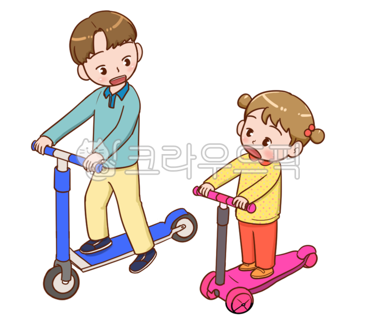 어린이,바람개비,어린이일러스트,소풍,여행,놀자,일러스트,달리기,남아아이,여자아이,어린이캐릭터,캐릭터,남매,킥보드,전동킥보드,아기