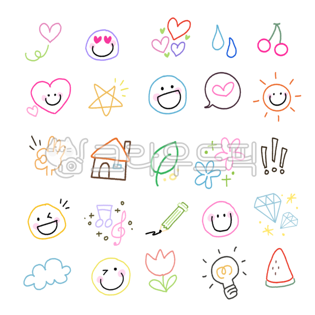 Line stickers,line drawings,watermelon,flowers,diary,dakkutem,diary drawings,baby,line,line,line drawings,cute,cherry,star,musical notes,decoration