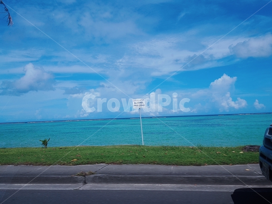 바다,구름,표지판,ocean,도로,road,guam,괌,자연,풍경,nature,landscape