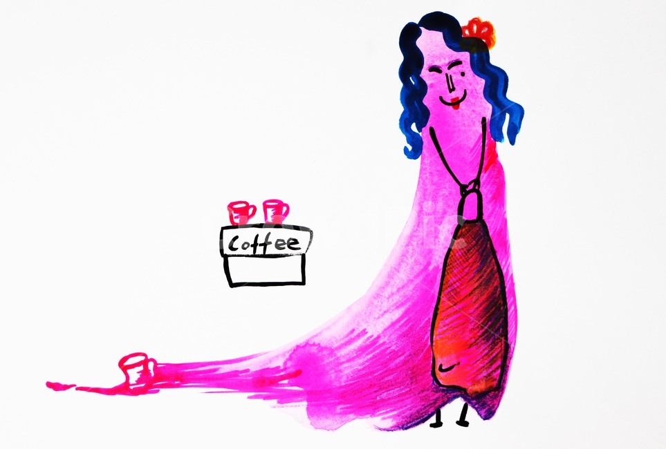 아가씨,멋쟁이,핑크,손그림,일러스트