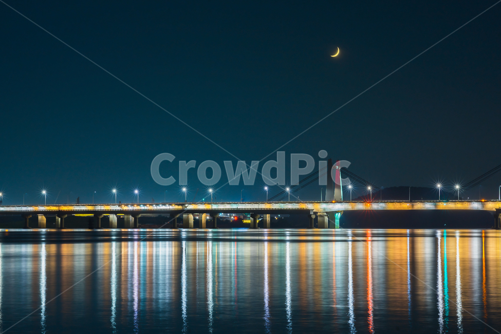 신행주대교,행주대교,야경,달,한강,조명,야경,밤,풍경,nightscape,night,landscape,도시,city,한국도시풍경,한국도시경관,korea cityscape,색깔,색상,색채,색감,color sense,color sensitivity,feeling of color,water,물,waterfront,워터 프론트