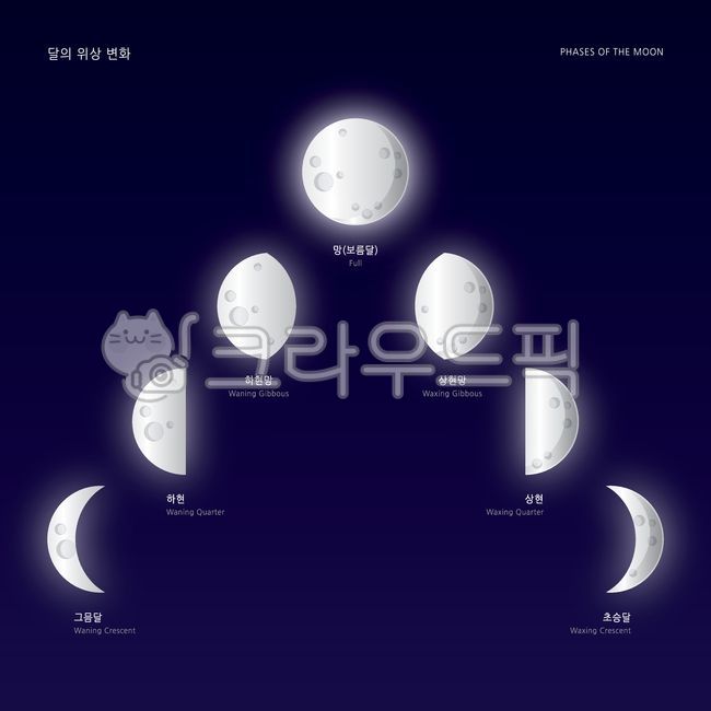 달, 위상, 변화, 모양, 보름달, 사진,이미지,일러스트,캘리그라피 - green seed작가