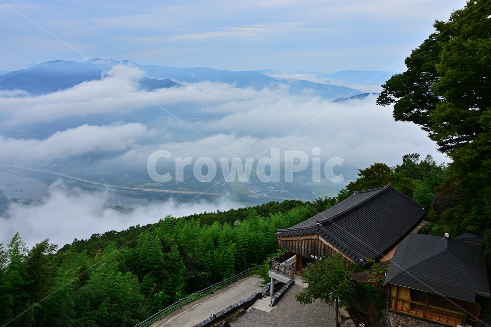 roof,지붕,nature,자연,scenery,풍경,outdoors,옥외,구례,사성암,유적지,사적지,문화재,한국,전통,한국전통,운해,섬진강운해
