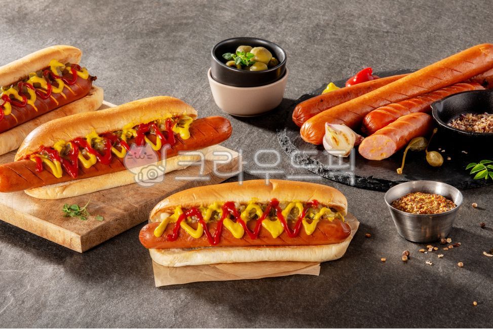 핫도그,소시지,빵,패스트푸드,맛있는,식사,음식,케첩,겨자,빠른,샌드위치,소스,노랑,간식,수제,아침식사