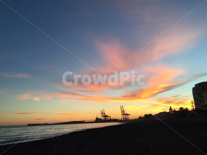 노을,주황,저녁,오후,바다,해변,스페인,자연,풍경,nature,landscape,outdoors,옥외,sky,하늘,dusk,황혼,sunset,일몰,dawn,새벽,red sky,붉은 하늘
