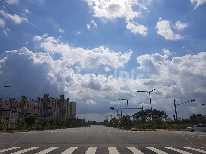 도로,구름,하늘,사거리,횡단보도,신호,오후,햇살,도시,풍경,city,landscape,asphalt,아스팔트,road