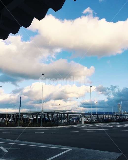 하늘,구름,일본,터미널,공항,맑음