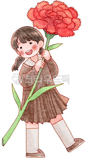카네이션,어린이,스승의날,어버이날,일러스트,동화,감사,감사합니다,꽃,가정의달,여자아이,유치원생,초등학생,유아,학생,아이