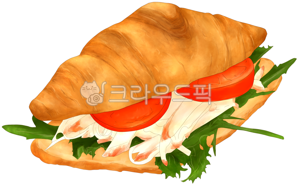 arugula,snack,cook,sandwich,dishes,tomato,vegetable,food,meal,baking,dessert,brunch,croissant,illustration,breakfast