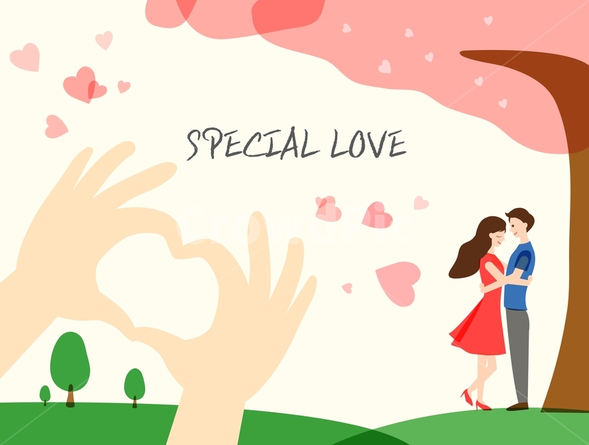 커플,사랑,나무,손하트,이벤트,기념일,플랫디자인,일러스트,연인,커플,사랑,lover,couple,그래픽,일러스트레이션,graphic,illustration