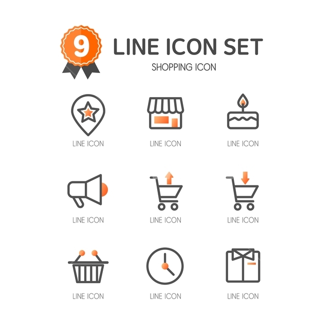 Line icon,loud speaker,cake,icon,Pictogram,clock,Simple icon,cart,shopping basket,shopping