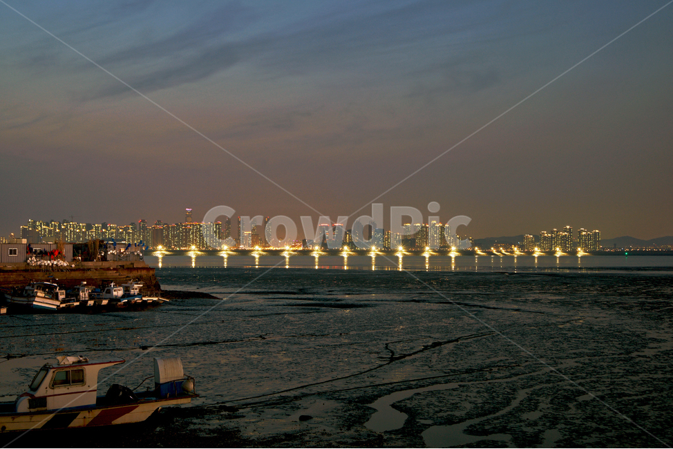 오이도,갯벌,뻘,서해안,썰물,송도신도시,배,보트,야경,밤,풍경,nightscape,night,landscape