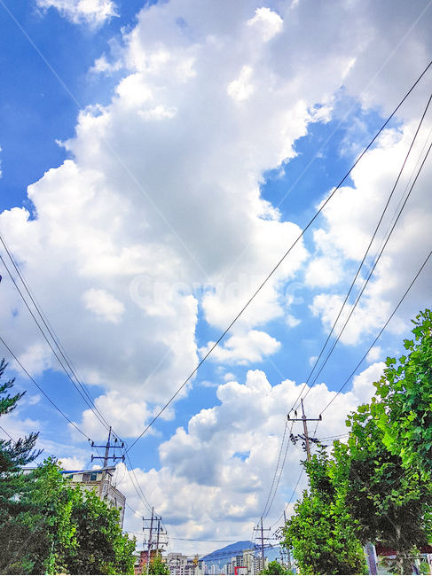 하늘,구름,파랑,자연,맑음,자연,풍경,nature,landscape,cable,케이블,power lines,전력선,electric transmission tower,송전탑