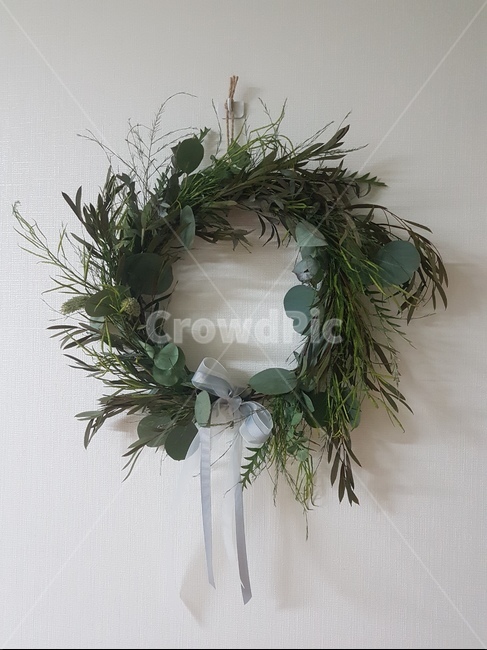 리스,장식,벽장식,나뭇잎,잎,그린,초록,벽걸이장식,식물,자연,plants,nature