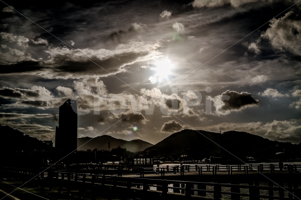 감성,여수,바다,태양,구름,도시,풍경,city,landscape,흑백,모노톤,monochrome,black and white,weather,날씨,nature,자연,outdoors,옥외