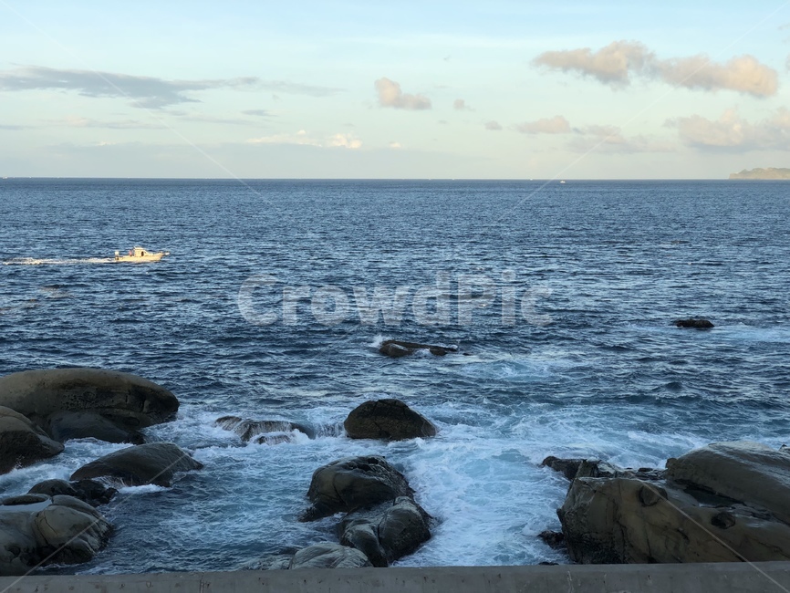 곶,promontory,바다,돌,자연,풍경,배