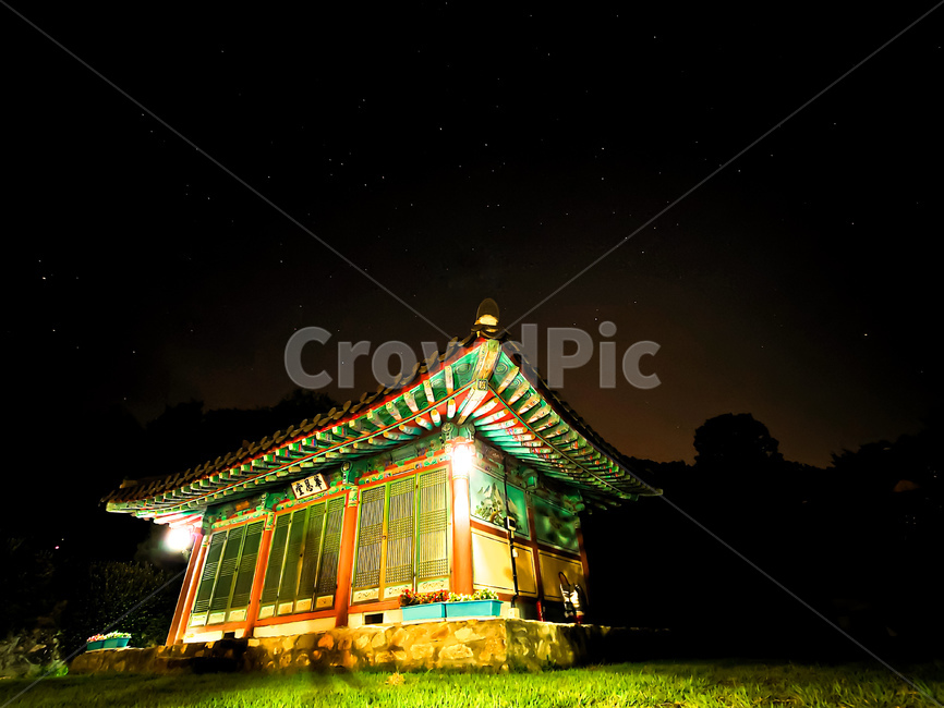 별,한옥,절,밤하늘,건축물,밤,한국전통,한국문화,korean traditional,korean culture