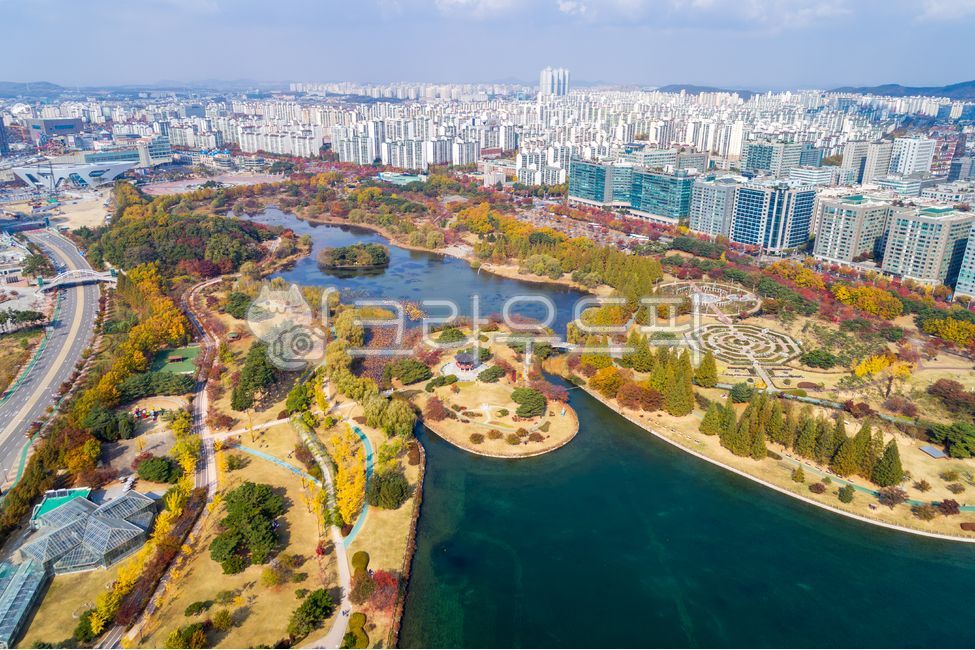 일산호수공원,호수공원,공원,정원,호수,물,도시,도시풍경,도심,가을,단풍,나무,야외,실외,고양시,고양,경기도,빌딩,건축물,항공촬영,하이앵글,전경,풍경