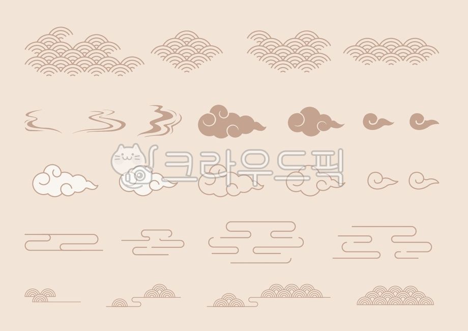 일러스트,벡터,오브젝트,엘리먼트,세트,콜렉션,한국,전통,명절,문화,전통문화,추석,한가위,설,설날,전통문양,패턴,무늬,문양,구름,구름문양