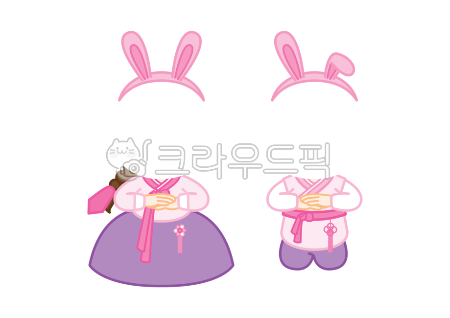 Chuseok characters,Lunar New Year characters,greeting,kid,holiday,Thanksgiving,Hanbok illustration,New Years Day Illustration,year of gyemyo,rabbit headband,rabbit mask,rabbit,Childrens Hanbok,rabbit illustration,new ship,new year,mask,Hancomplex,Day care