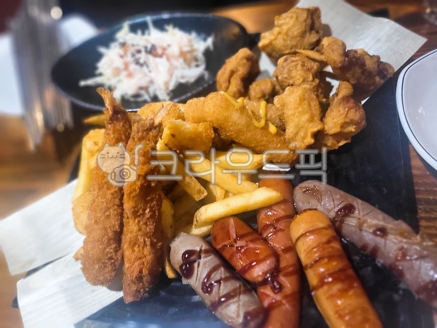 chicken,fried food,sausage,Homemade Sausage,Assorted fried food,Shrimp Tempura