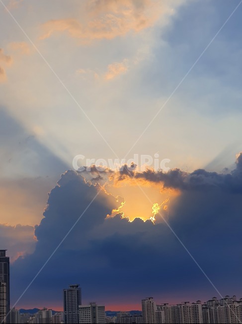 구름,노을,꽃게구름,꽃게하늘,일몰