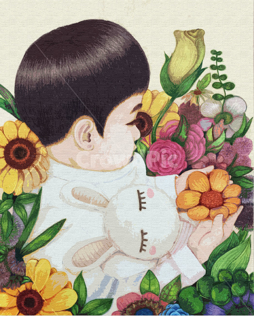 레트로,드로잉,예쁜손그림,drawing,child,girl,flower,손그림이미지,illustration,일러스트,꽃과아이,남자아이그림,colorful,따뜻한손그림