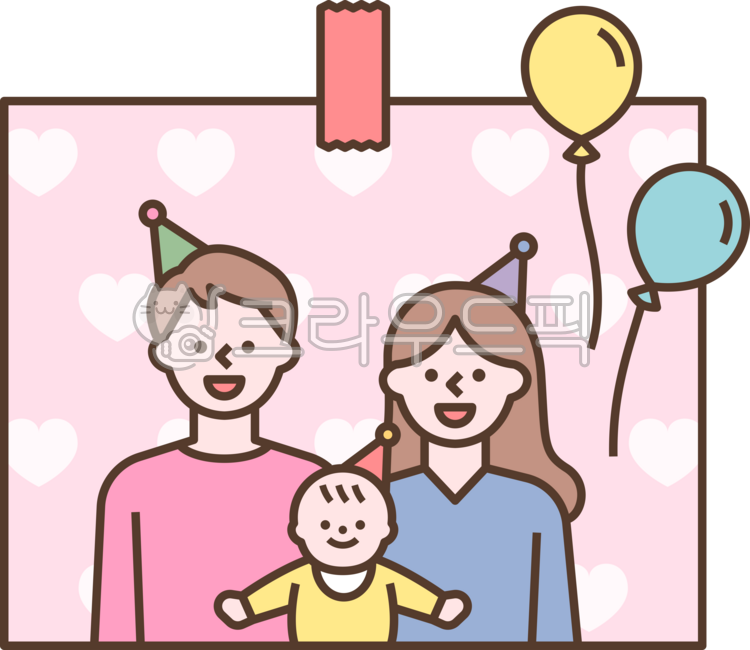 outline,cute,simple,simple,illustration,family photo,family,together,album,mom,dad,child,kid,happy,love,celebration,balloon,baby,first birthday party