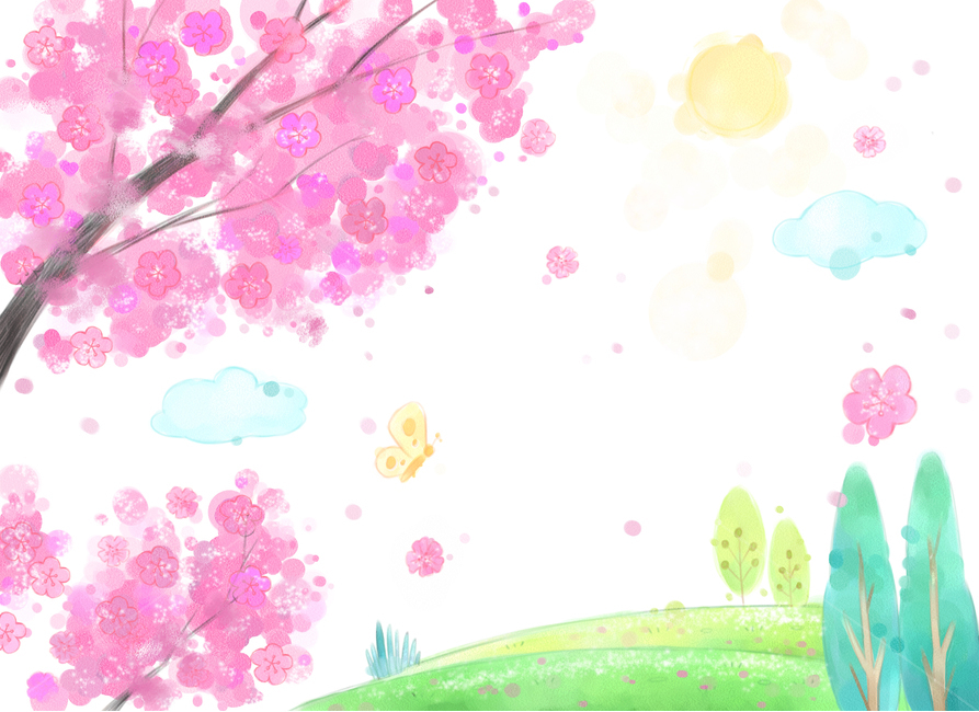 leaf of grass,spring semester,Brightness,spring breeze,oil paint,situation picture,spring,cloud,pastel,leaves,sight,drawing,season,conversation,spring outing,warmth,hand drawing,pleasure,tree,breeze,painter,Flying,background,plant,Watercolor,clipart,Cherr
