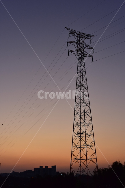 노을,야경,송전탑,세로,저녁,풍경,해질녘,에너지산업,energy industry