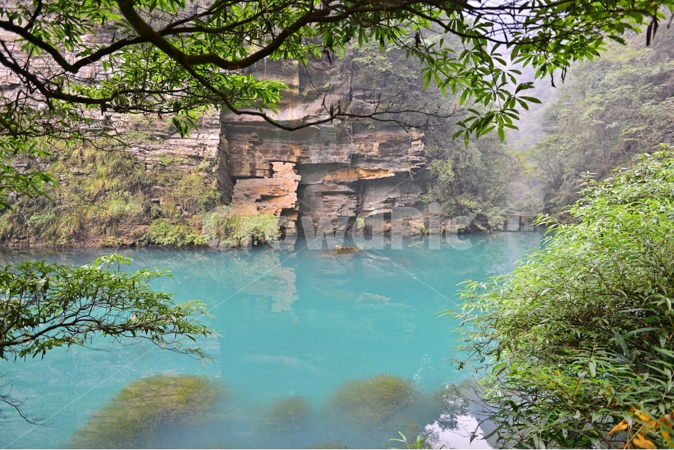 water,물,nature,자연,weather,날씨,outdoors,옥외,중국,장가계,대협곡,보봉호수,안개