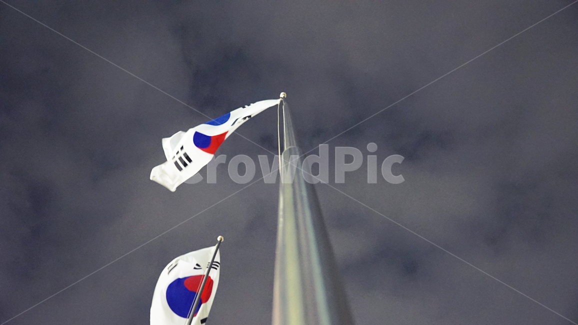 태극기,대한민국,한국,국기봉,하늘