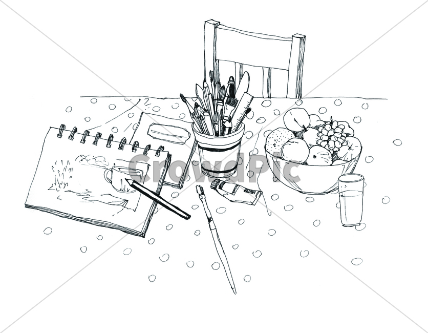 손그림,handdrawing,팬그림,팬라인,pen,연필꽂이,pencilholder,penline,penpicture,pendrawing,art,미술,drawing,그림,식탁,diningtable,그릇,bowl,container,basin,접시,dish,plate,음식,책,book,노트,note,컵,cup,tumbler,glass,유리컵,머그잔,mug,food,과일바구니,의자,chair,fruitbasket,물감,paints