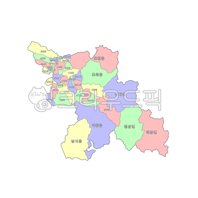 myeons,Yonginsi,yellow,fourcolor map,Gyeonggido,dongs,map,Republic of Korea,Korea,Cheoingu,Giheunggu,provinces,green,cities,maps,administrative district maps,Sujigu,administrative districts,blue,towns,Yongin,counties