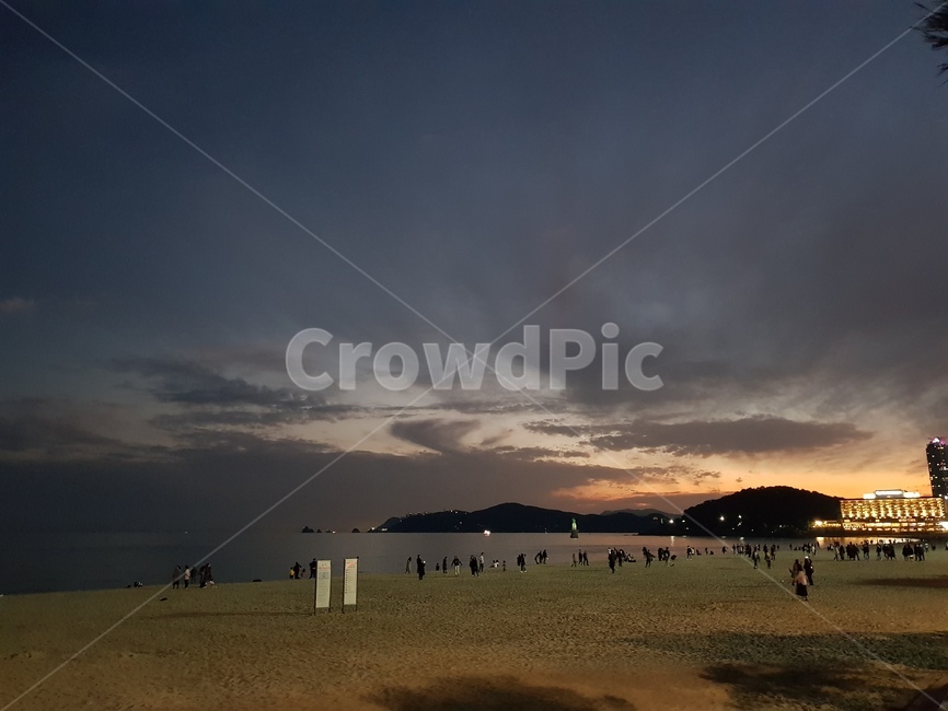 부산,해운대,해수욕장,야경,바닷가,노을,수영