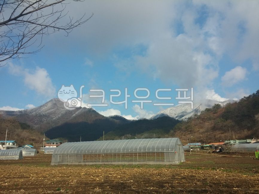 비닐하우스,시골,country,산,구름,농경지,강원도,산골,밭,마을,촌