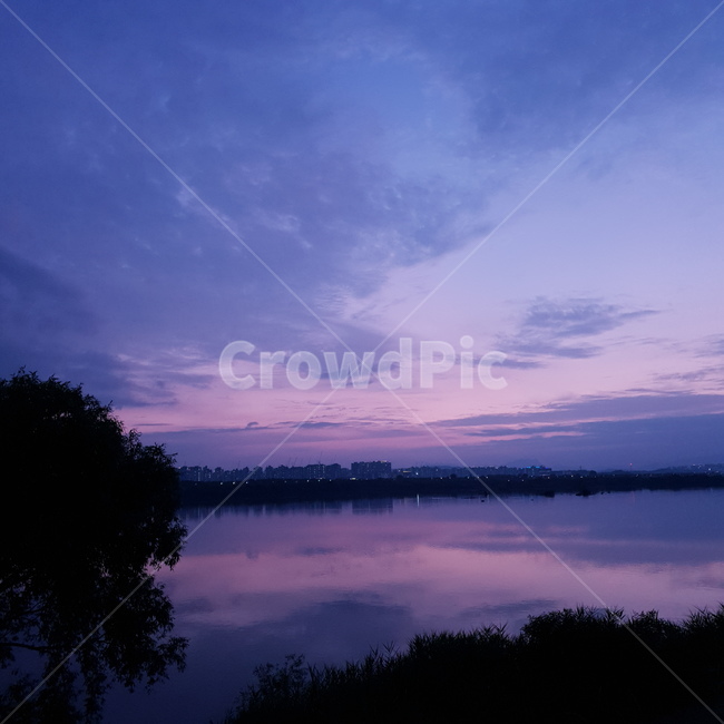 물,저녁,하늘,구름,보라,purple,reflection,남양주,반영,water,sky,cloud,색감