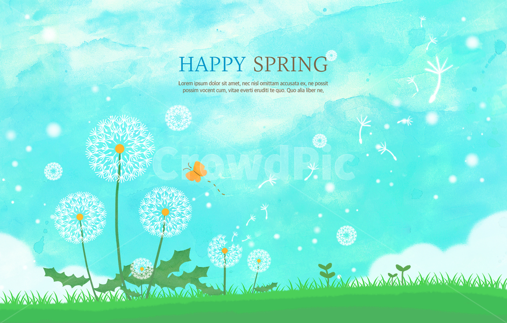 민들레,풀밭,나비,봄,감성,배너,봄,계절,spring,season,식물,자연,plants,nature,꽃,flower,그래픽,일러스트레이션,graphic,illustration