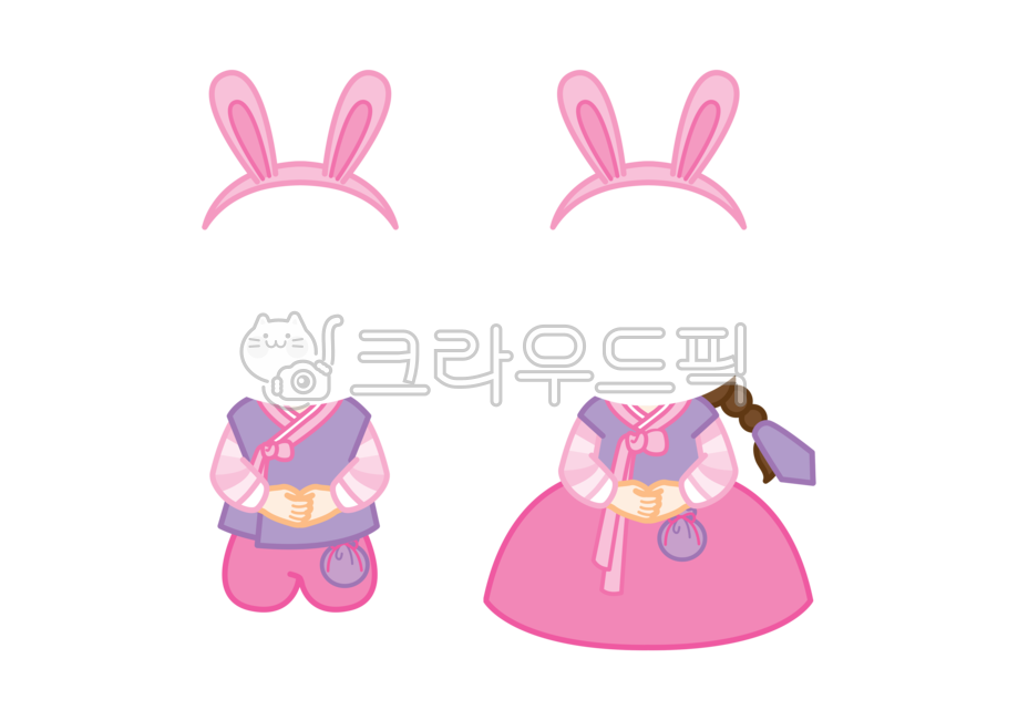 Chuseok characters,Lunar New Year characters,greeting,kid,holiday,Thanksgiving,Hanbok illustration,New Years Day Illustration,year of gyemyo,rabbit headband,rabbit mask,rabbit,Childrens Hanbok,rabbit illustration,new ship,new year,mask,Hancomplex,Day care